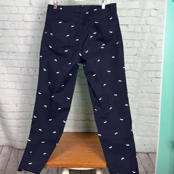 10 Talbots Navy Embroidered White Whale Ankle Pant - Picture 6 of 7
